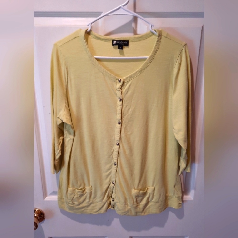 Valerie Bertinelli Green 3/4 Sleeve Button Down Blouse size 1X